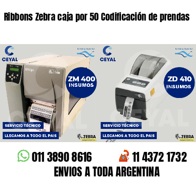 Ribbons Zebra caja por 50 Codificación de prendas