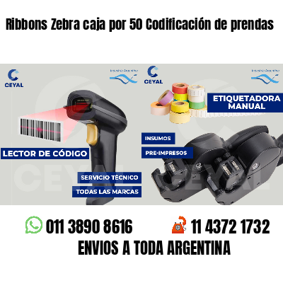Ribbons Zebra caja por 50 Codificación de prendas