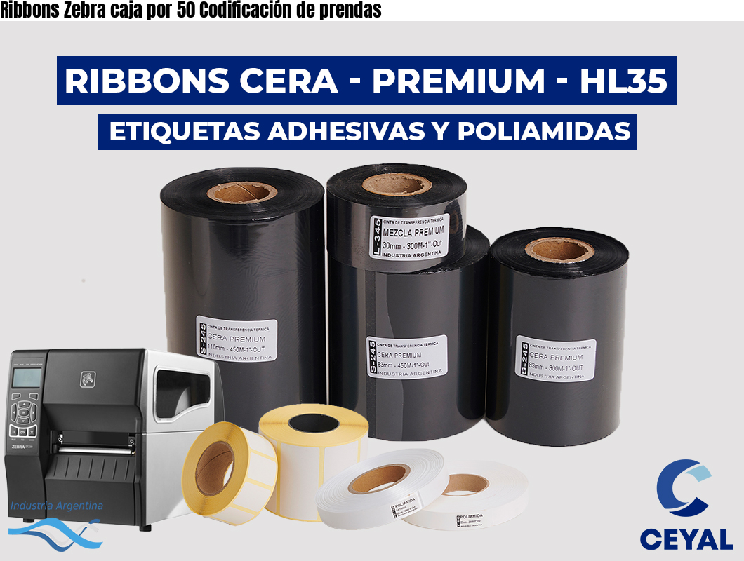 Ribbons Zebra caja por 50 Codificación de prendas