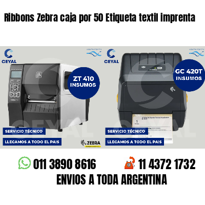 Ribbons Zebra caja por 50 Etiqueta textil imprenta