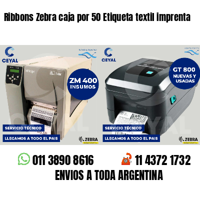 Ribbons Zebra caja por 50 Etiqueta textil imprenta