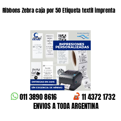 Ribbons Zebra caja por 50 Etiqueta textil imprenta