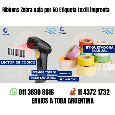 Ribbons Zebra caja por 50 Etiqueta textil imprenta