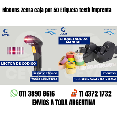 Ribbons Zebra caja por 50 Etiqueta textil imprenta