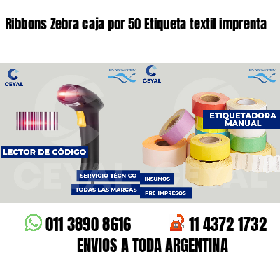 Ribbons Zebra caja por 50 Etiqueta textil imprenta
