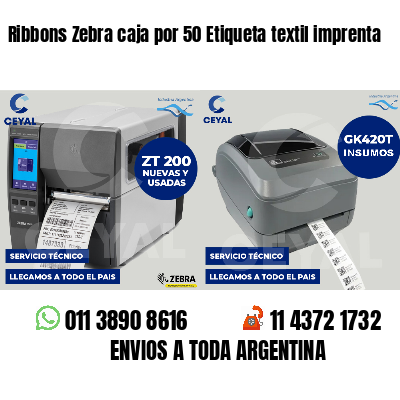 Ribbons Zebra caja por 50 Etiqueta textil imprenta