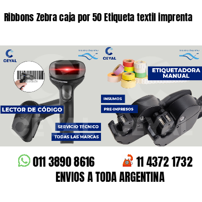 Ribbons Zebra caja por 50 Etiqueta textil imprenta