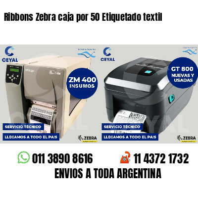 Ribbons Zebra caja por 50 Etiquetado textil
