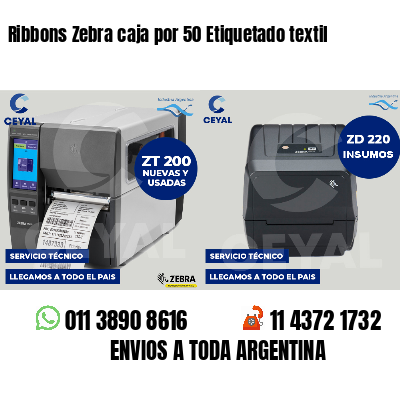 Ribbons Zebra caja por 50 Etiquetado textil