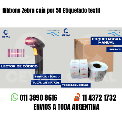 Ribbons Zebra caja por 50 Etiquetado textil