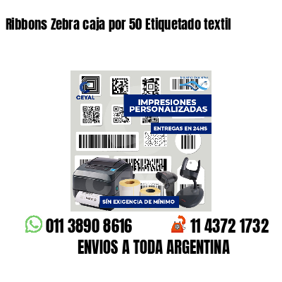 Ribbons Zebra caja por 50 Etiquetado textil