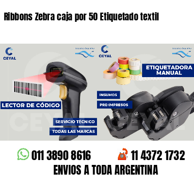 Ribbons Zebra caja por 50 Etiquetado textil