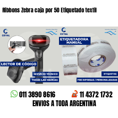 Ribbons Zebra caja por 50 Etiquetado textil