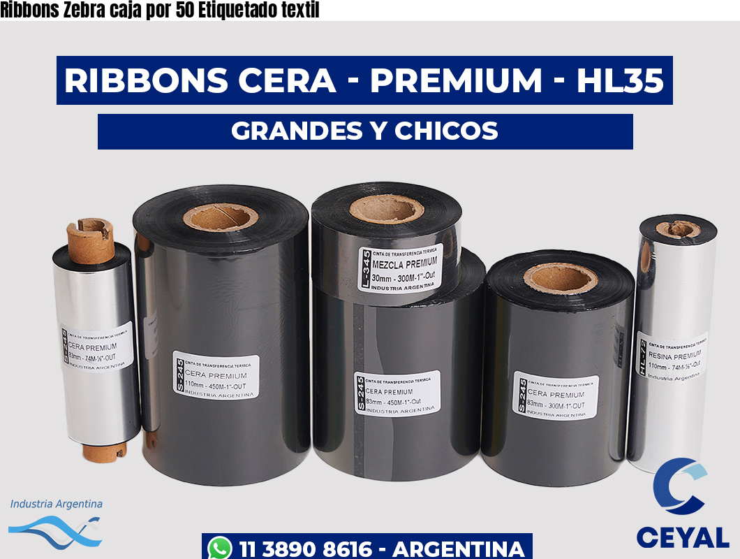 Ribbons Zebra caja por 50 Etiquetado textil