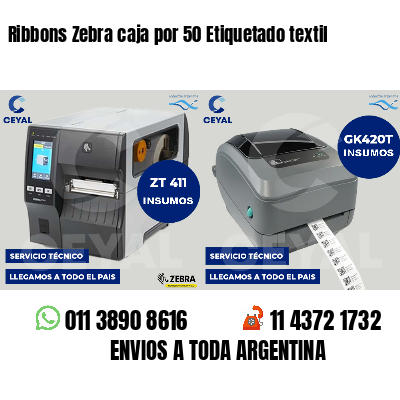 Ribbons Zebra caja por 50 Etiquetado textil
