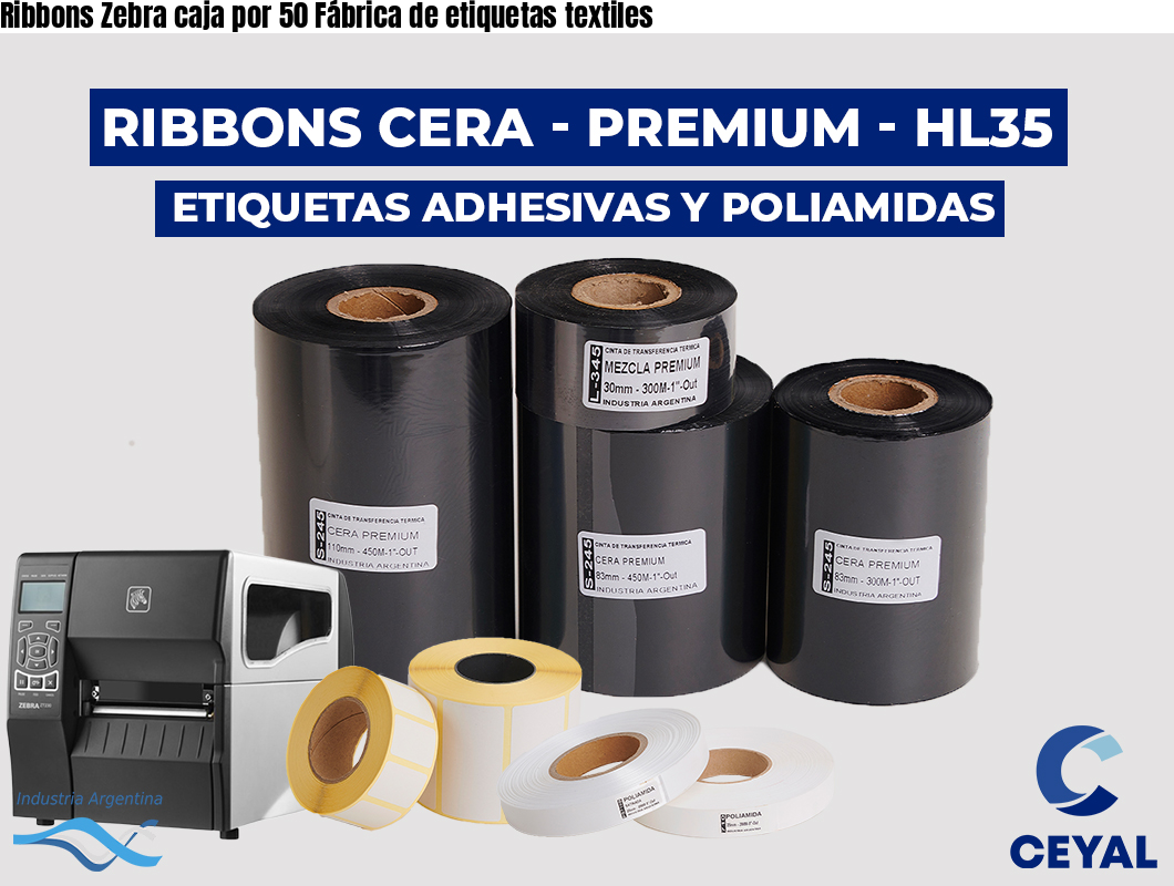 Ribbons Zebra caja por 50 Fábrica de etiquetas textiles