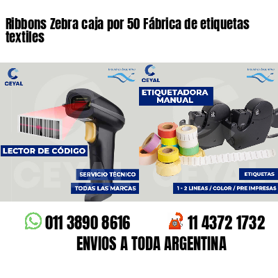 Ribbons Zebra caja por 50 Fábrica de etiquetas textiles