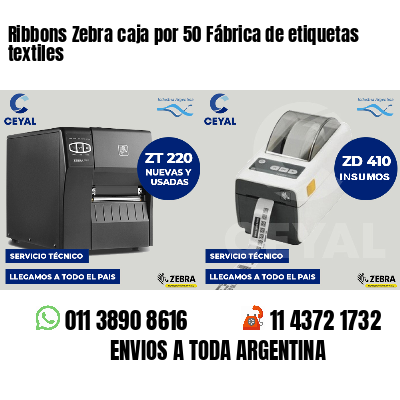 Ribbons Zebra caja por 50 Fábrica de etiquetas textiles