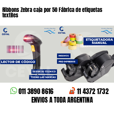 Ribbons Zebra caja por 50 Fábrica de etiquetas textiles