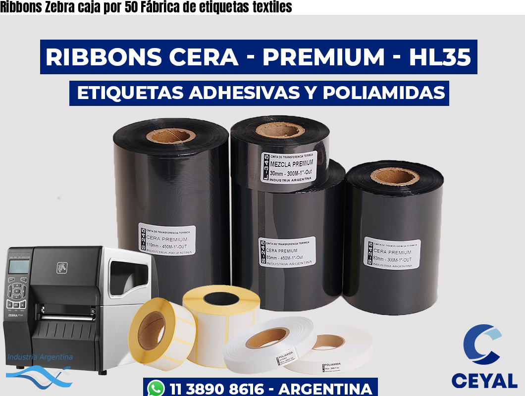 Ribbons Zebra caja por 50 Fábrica de etiquetas textiles