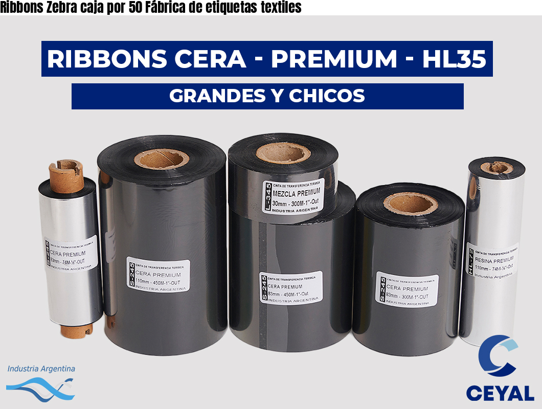 Ribbons Zebra caja por 50 Fábrica de etiquetas textiles