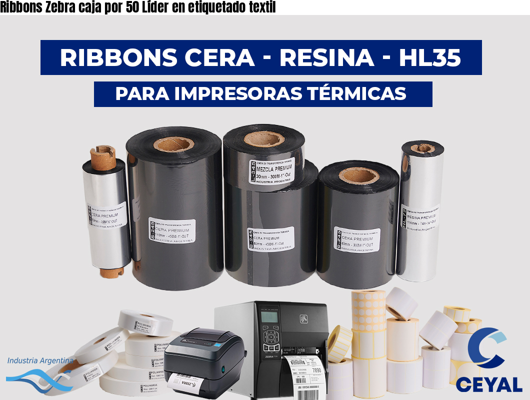 Ribbons Zebra caja por 50 Líder en etiquetado textil