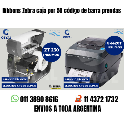 Ribbons Zebra caja por 50 código de barra prendas