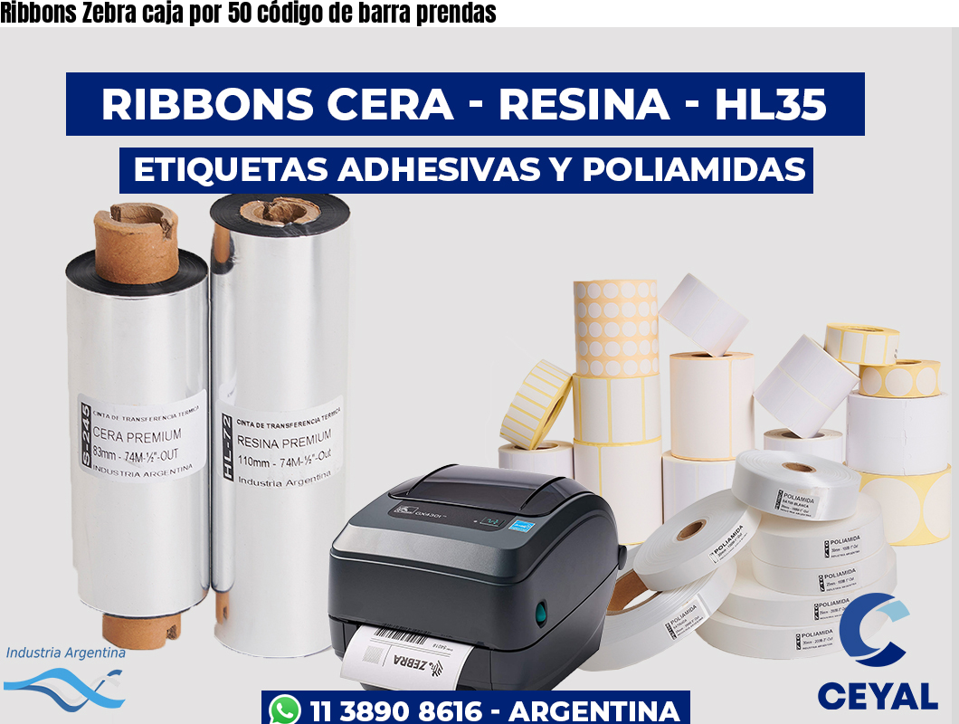 Ribbons Zebra caja por 50 código de barra prendas