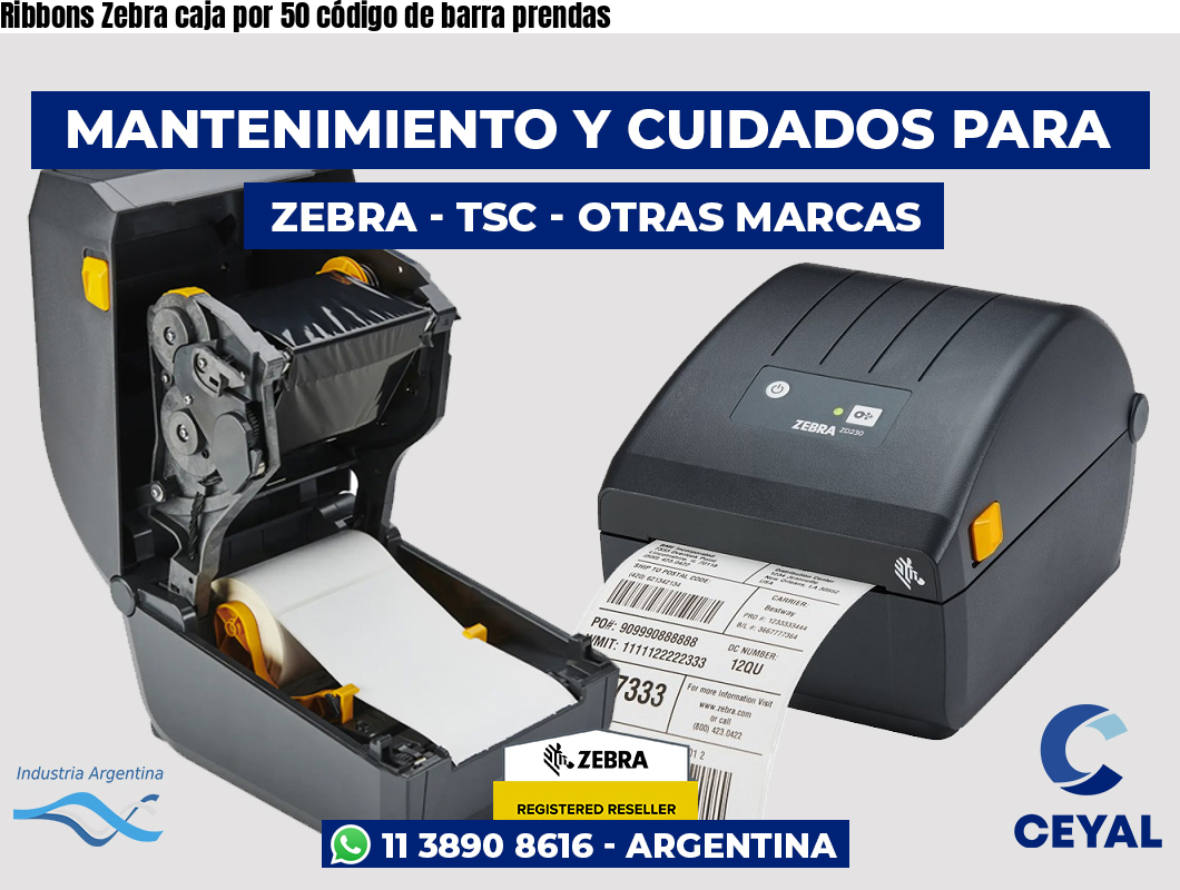 Ribbons Zebra caja por 50 código de barra prendas