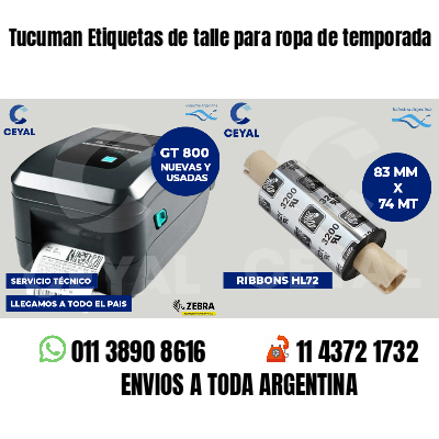 Tucuman Etiquetas de talle para ropa de temporada