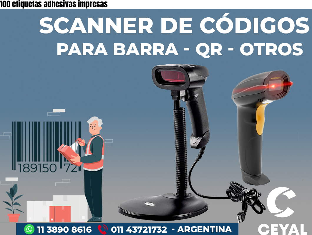 100 etiquetas adhesivas impresas