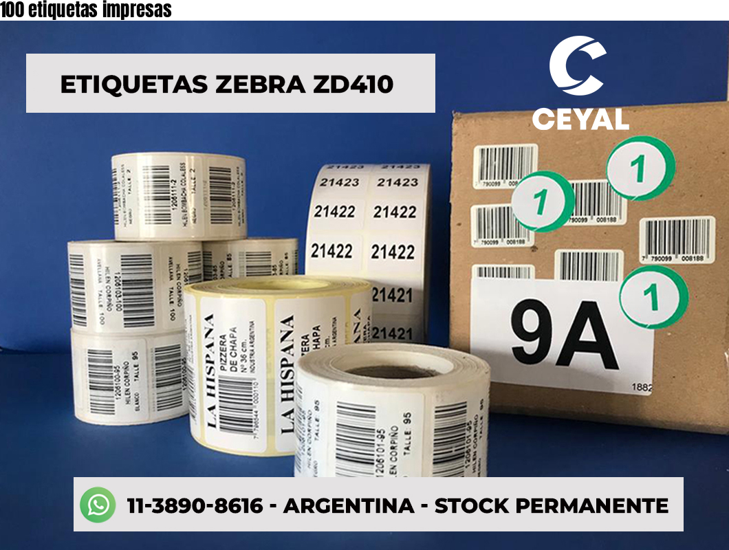 100 etiquetas impresas