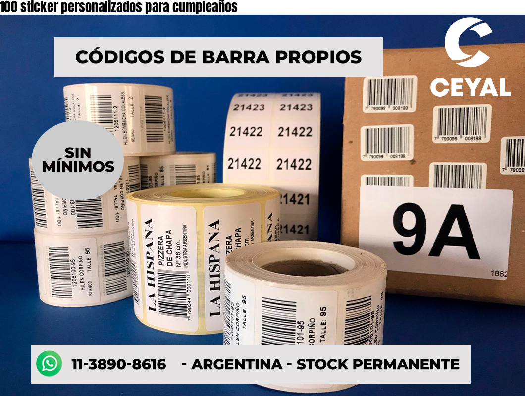 100 sticker personalizados para cumpleaños