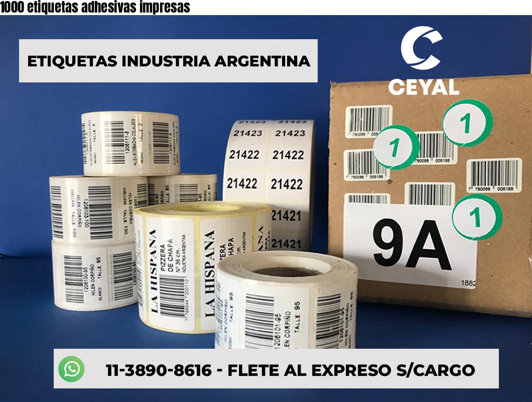 1000 etiquetas adhesivas impresas