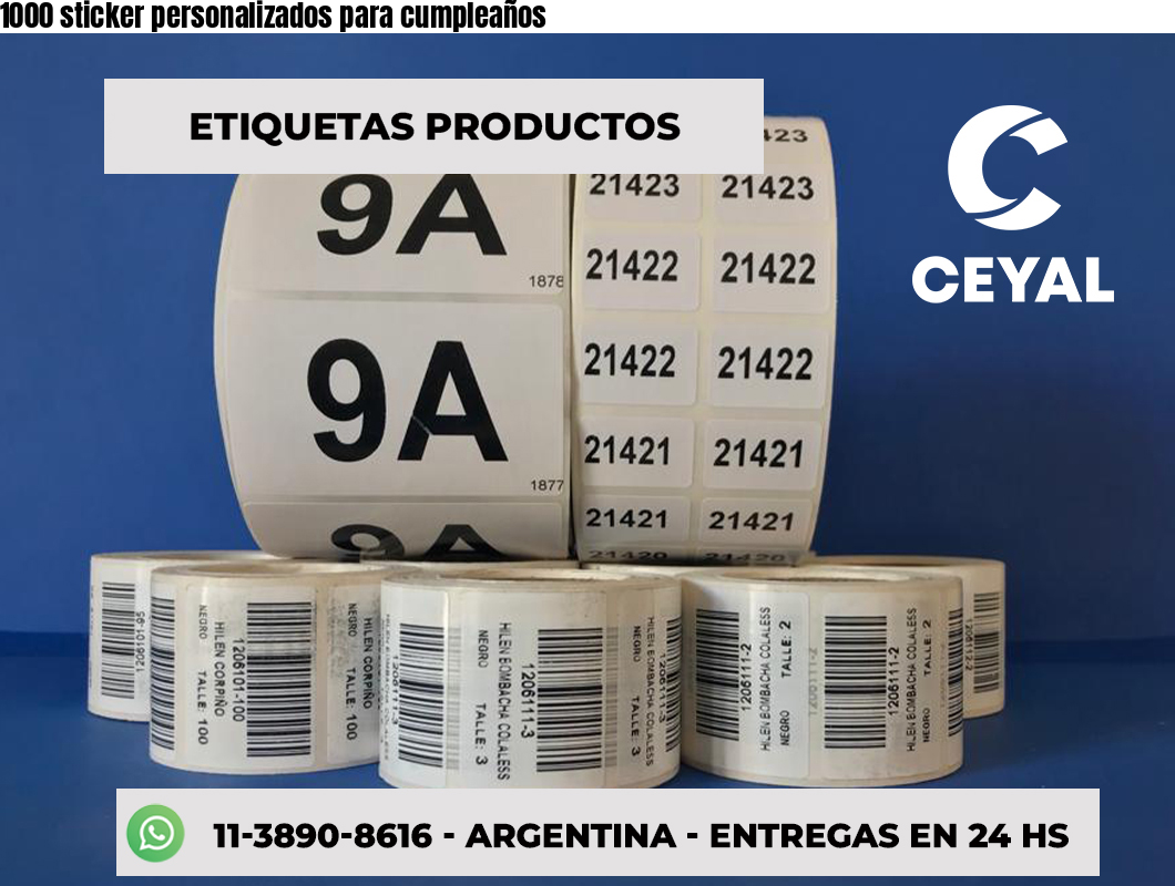 1000 sticker personalizados para cumpleaños