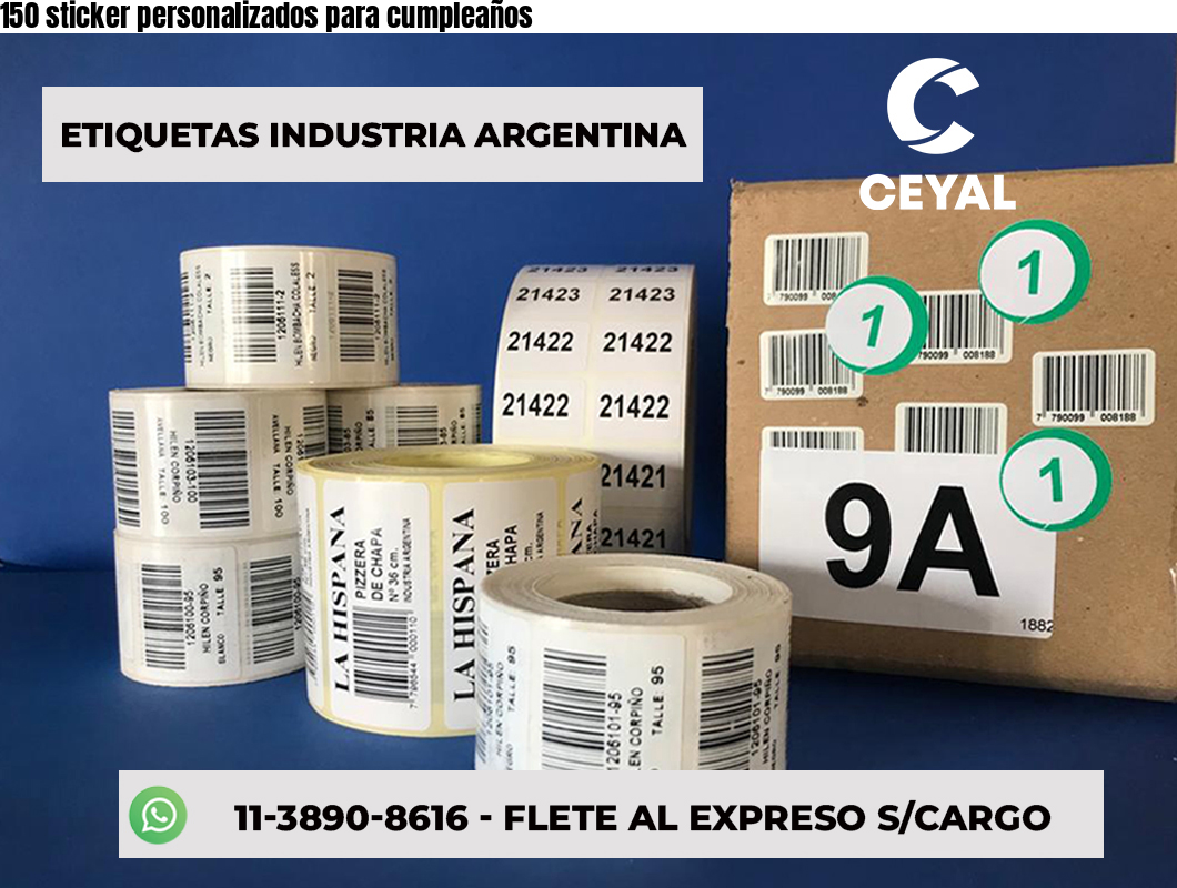 150 sticker personalizados para cumpleaños