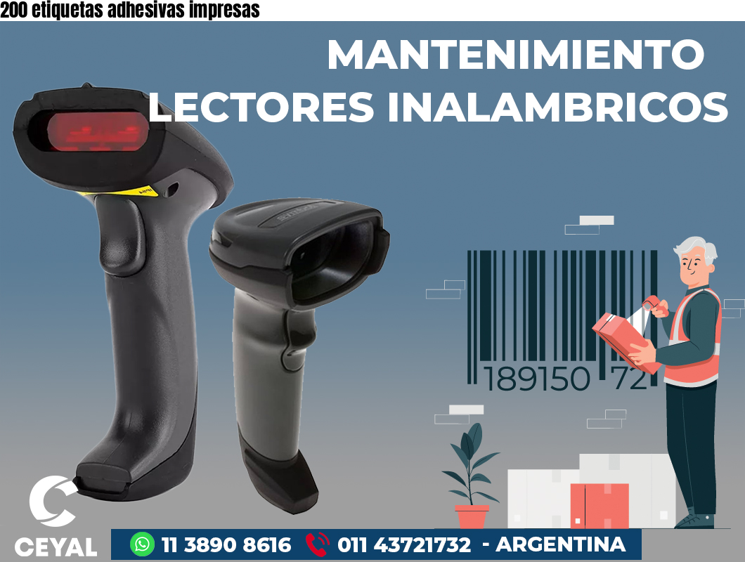 200 etiquetas adhesivas impresas