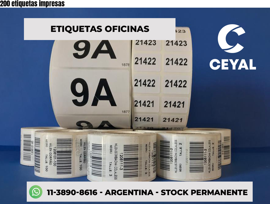 200 etiquetas impresas