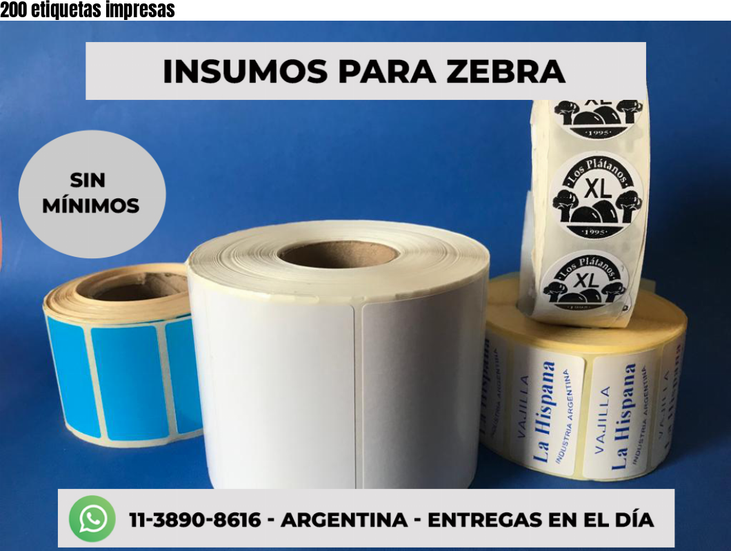 200 etiquetas impresas