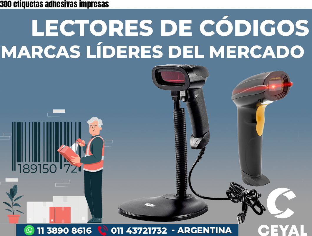 300 etiquetas adhesivas impresas