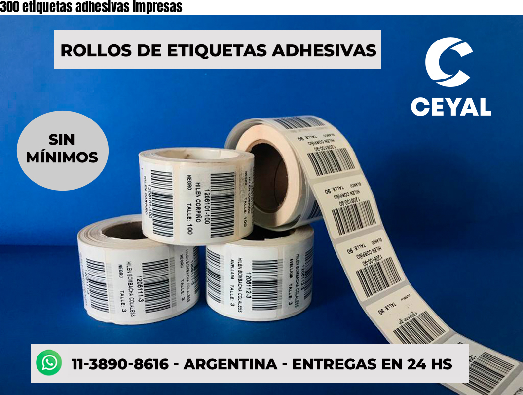 300 etiquetas adhesivas impresas