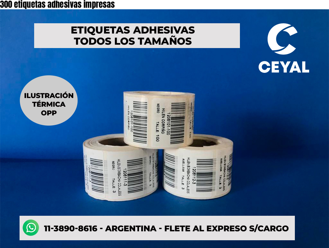 300 etiquetas adhesivas impresas