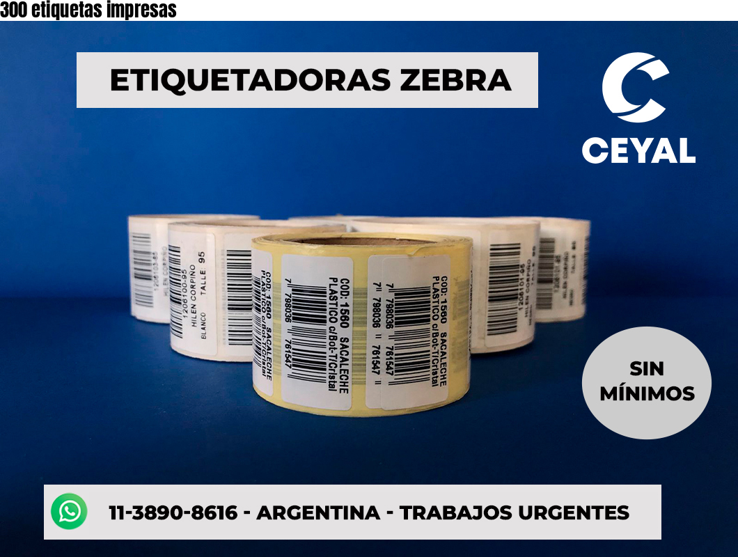 300 etiquetas impresas