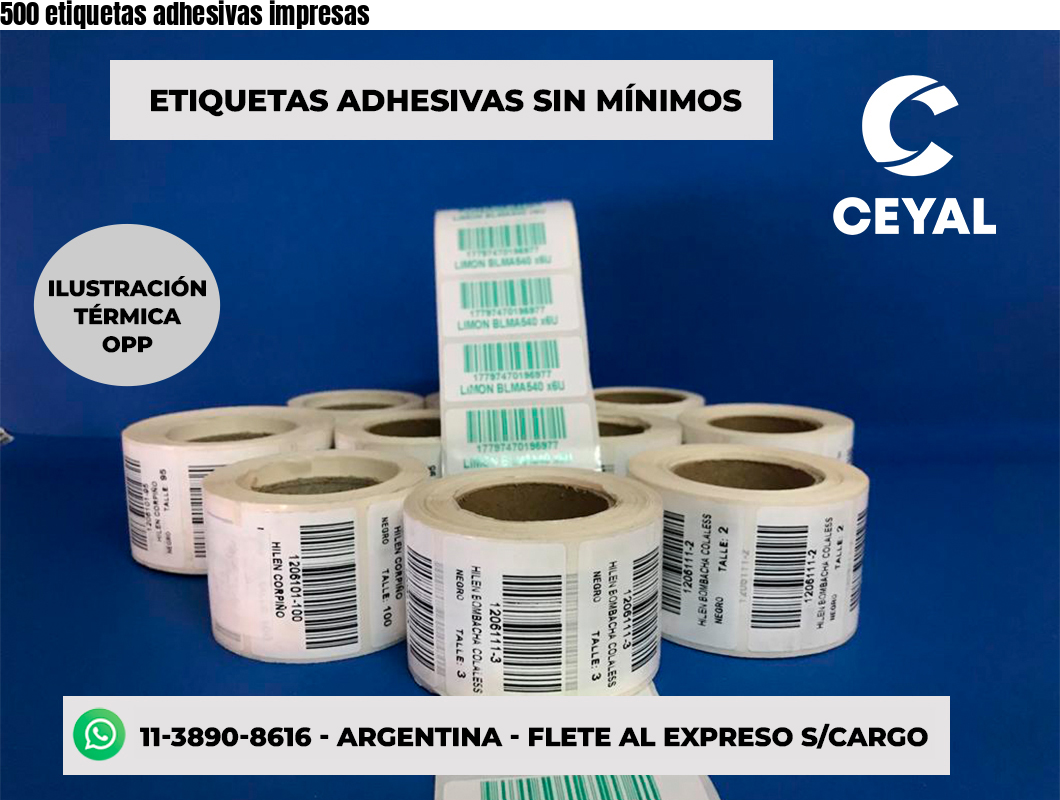 500 etiquetas adhesivas impresas