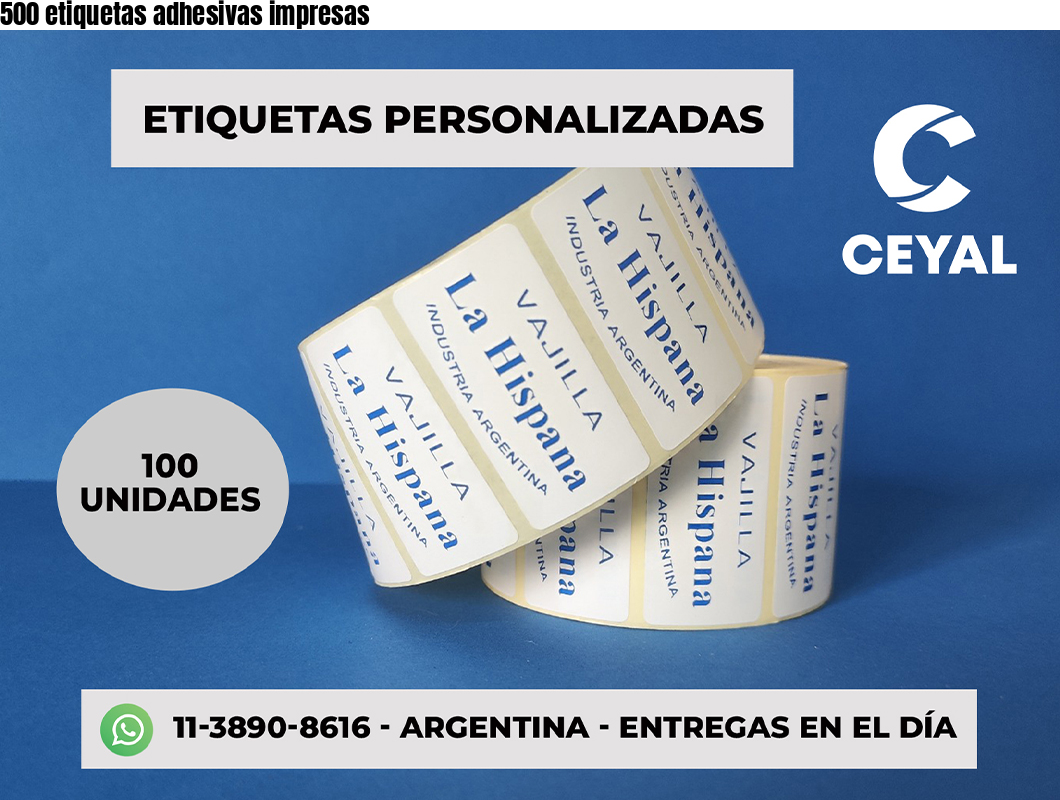 500 etiquetas adhesivas impresas