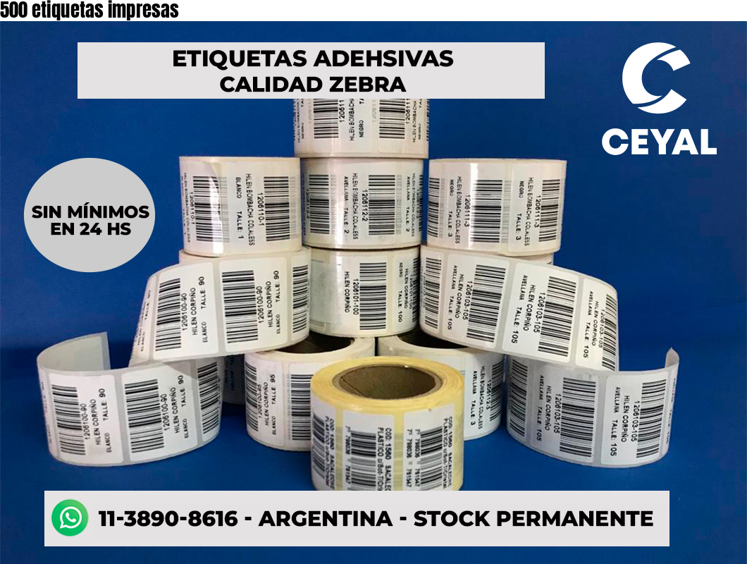 500 etiquetas impresas