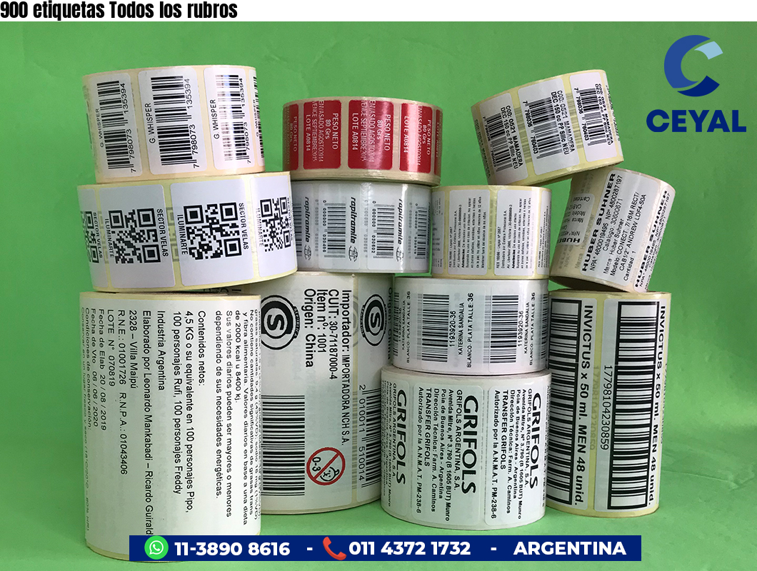 900 etiquetas Todos los rubros