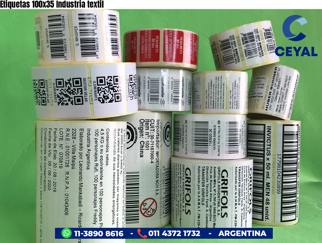 Etiquetas 100x35 Industria textil