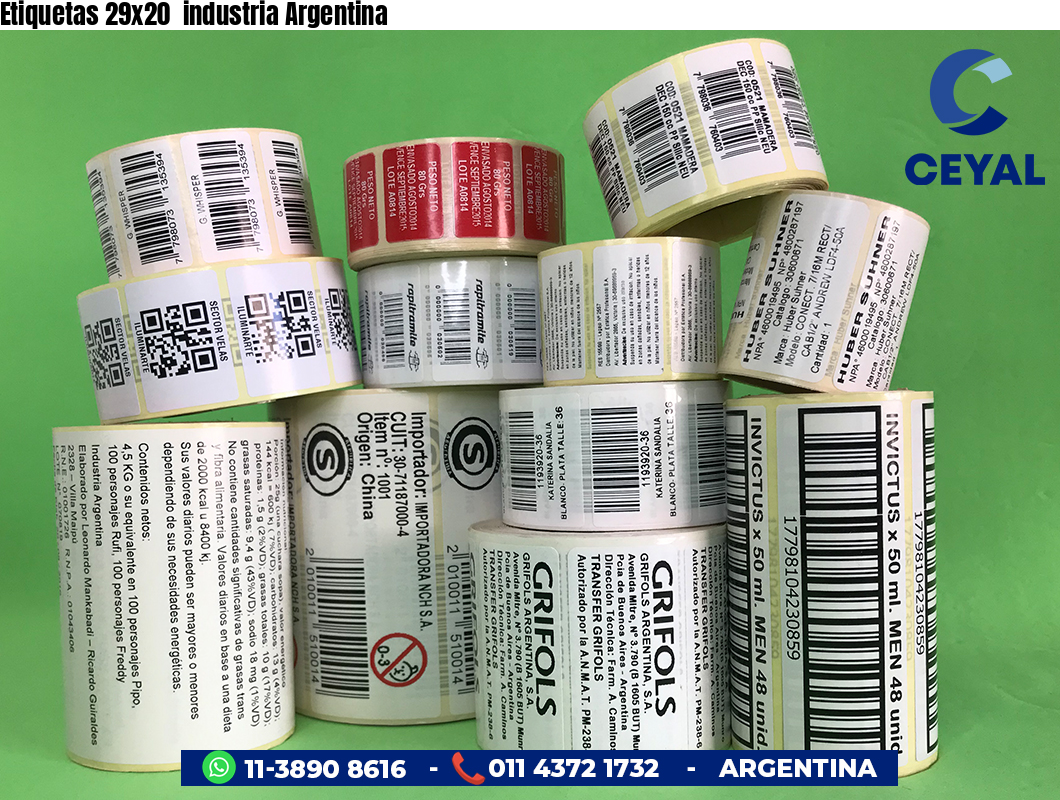 Etiquetas 29x20  industria Argentina
