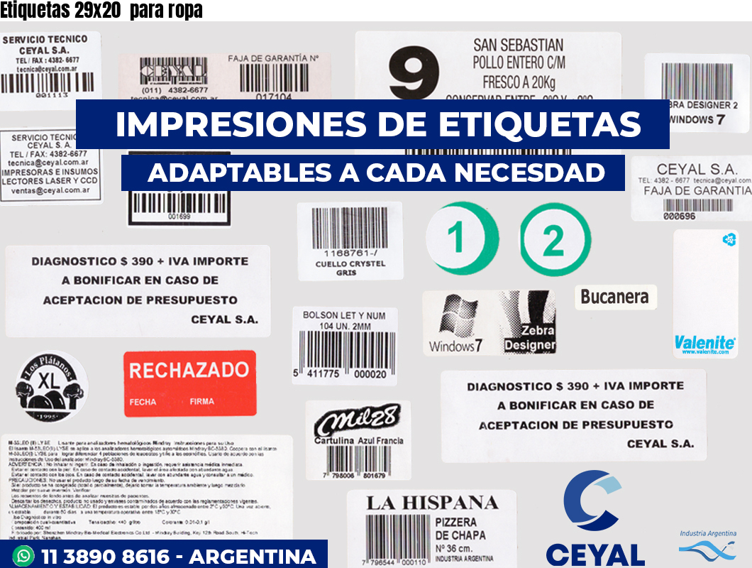 Etiquetas 29x20  para ropa